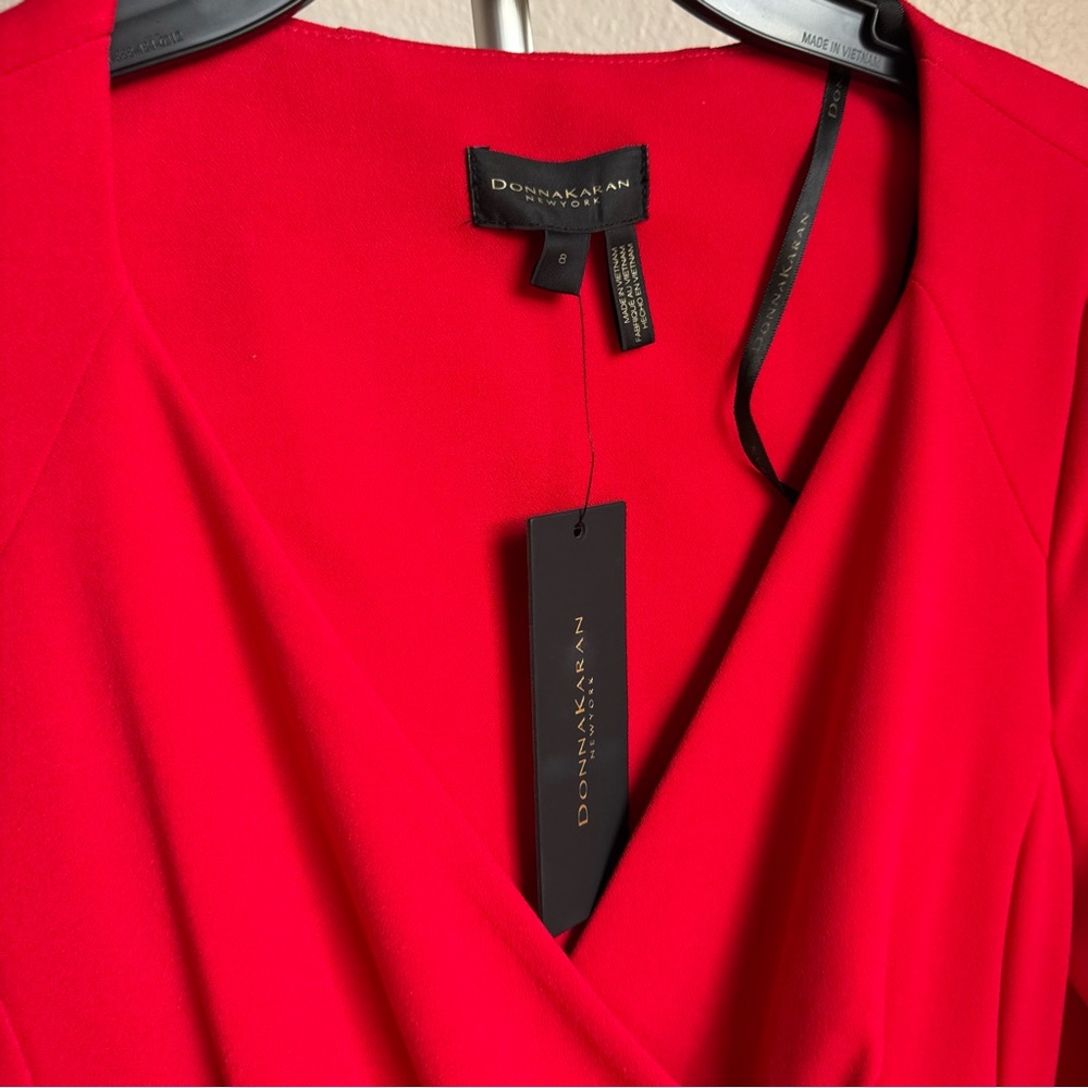 NWT Donna Karan Cady Crepe V-Neck 3/4 Sleeve Jacket Dress Sz 8 - Picture 8 of 10